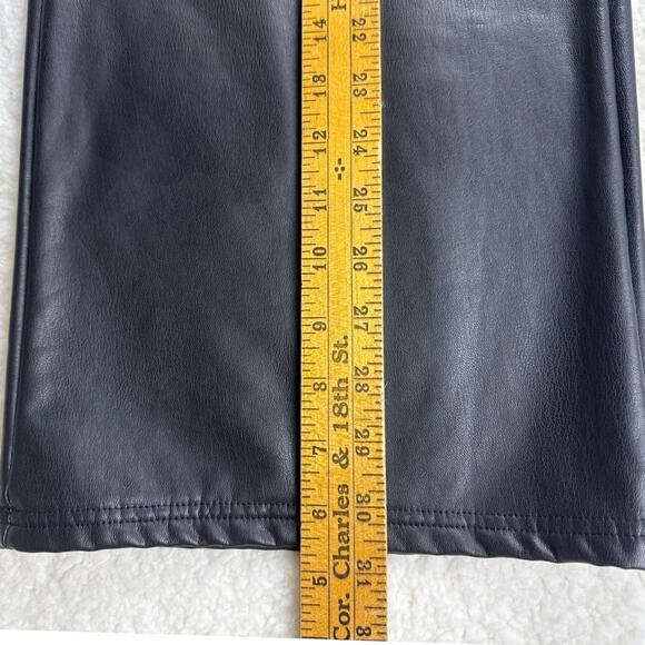 Womens Faux Leather Pants Wide Leg Elastic Zip Button High Waist XL Soft Lining - Picture 9 of 10